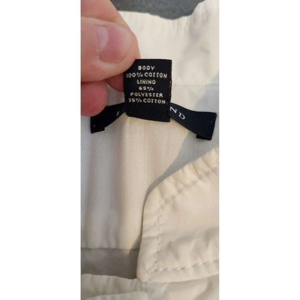 Women White 100% Cotton Military Jacket Land's End, Button‎ Front Size M
